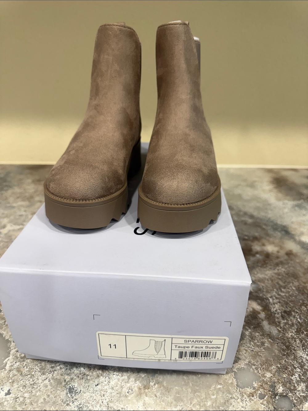AEROSOLES Taupe Faux Suede Platform Chelsea Boots - Kids